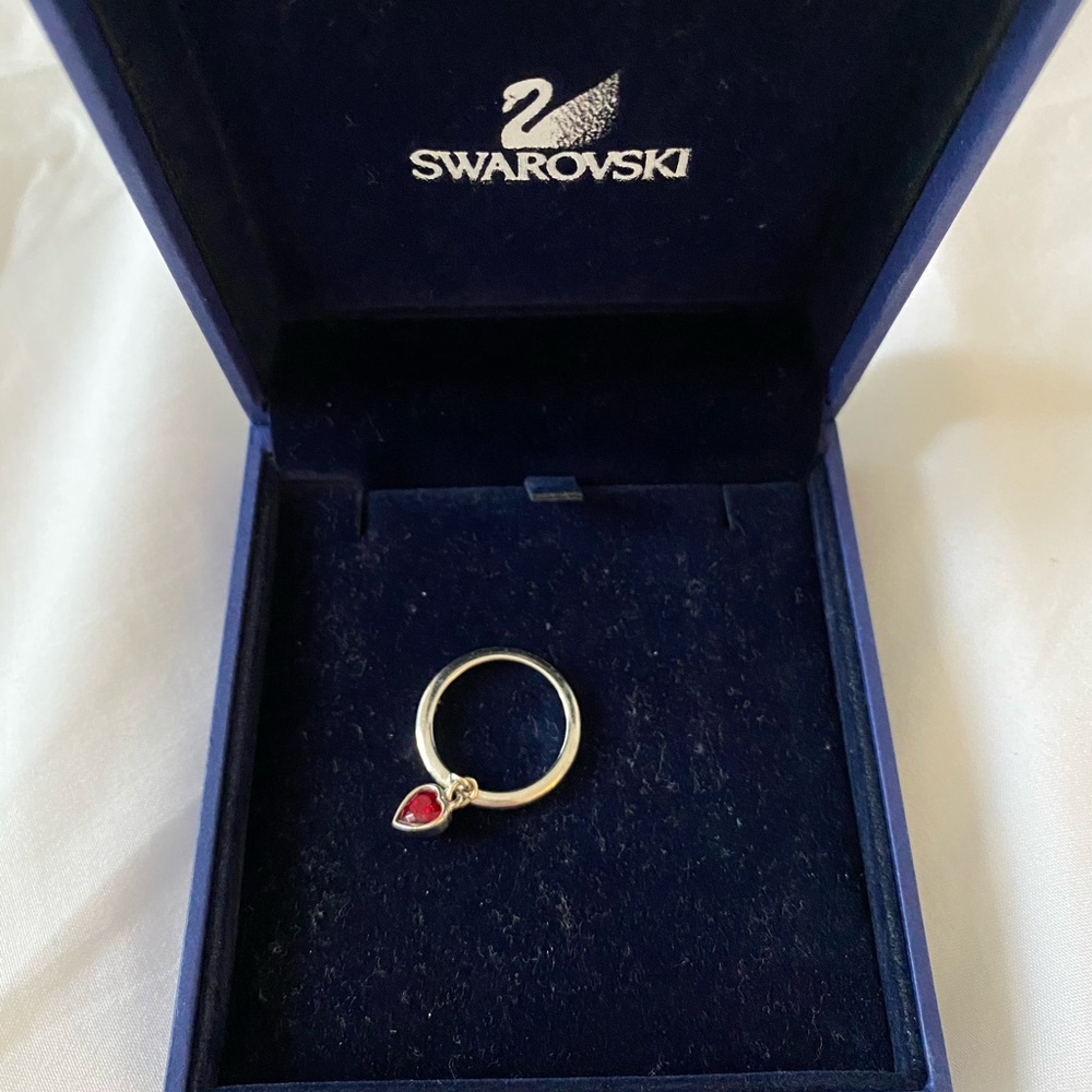 Authentic Swarovski red heart ring